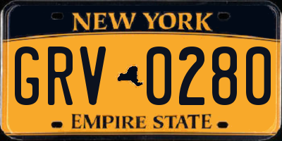 NY license plate GRV0280