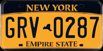 NY license plate GRV0287