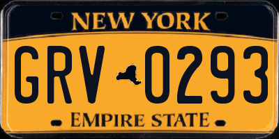 NY license plate GRV0293
