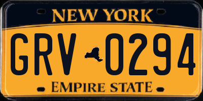 NY license plate GRV0294