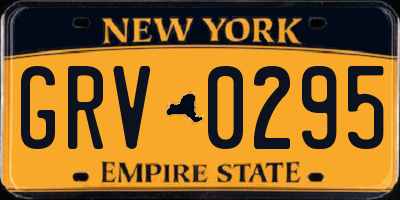 NY license plate GRV0295
