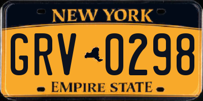 NY license plate GRV0298