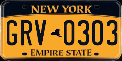 NY license plate GRV0303