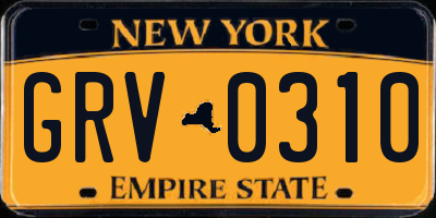 NY license plate GRV0310