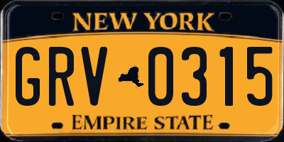 NY license plate GRV0315