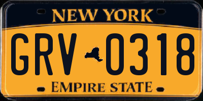 NY license plate GRV0318