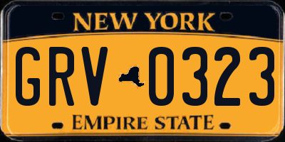 NY license plate GRV0323