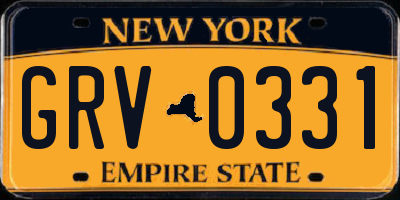 NY license plate GRV0331