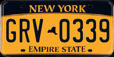 NY license plate GRV0339