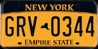 NY license plate GRV0344