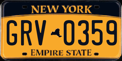 NY license plate GRV0359