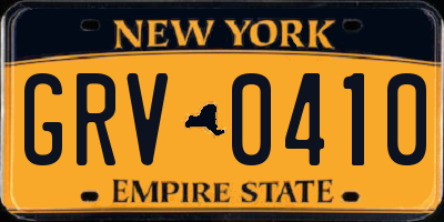 NY license plate GRV0410