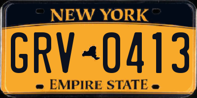 NY license plate GRV0413