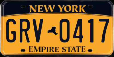 NY license plate GRV0417