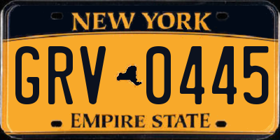 NY license plate GRV0445