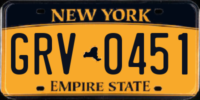 NY license plate GRV0451