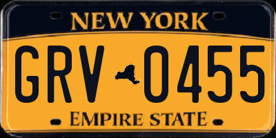 NY license plate GRV0455