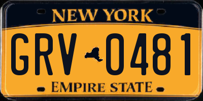 NY license plate GRV0481