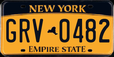 NY license plate GRV0482