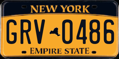 NY license plate GRV0486
