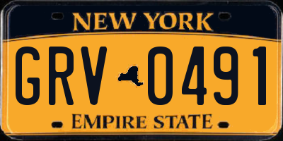 NY license plate GRV0491