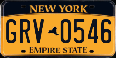 NY license plate GRV0546
