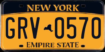 NY license plate GRV0570