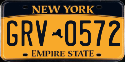 NY license plate GRV0572