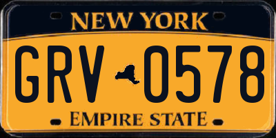 NY license plate GRV0578