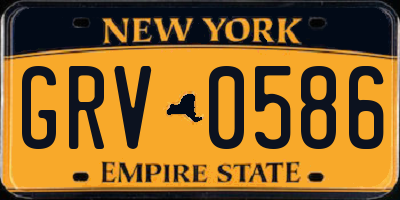 NY license plate GRV0586