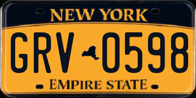 NY license plate GRV0598