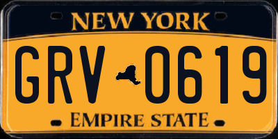 NY license plate GRV0619