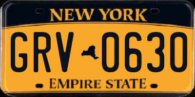 NY license plate GRV0630