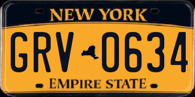 NY license plate GRV0634