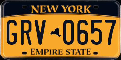 NY license plate GRV0657