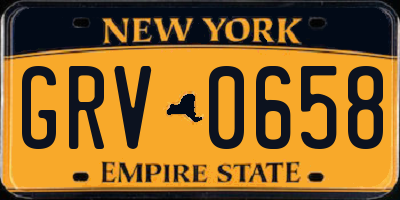 NY license plate GRV0658