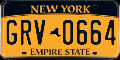 NY license plate GRV0664