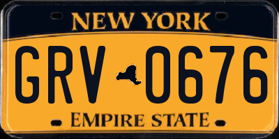 NY license plate GRV0676