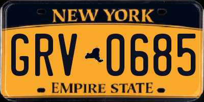 NY license plate GRV0685