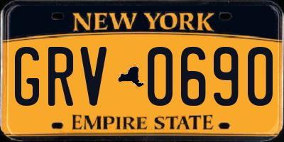 NY license plate GRV0690