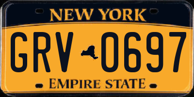 NY license plate GRV0697