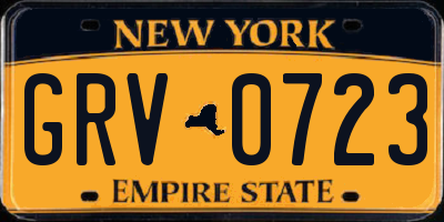 NY license plate GRV0723