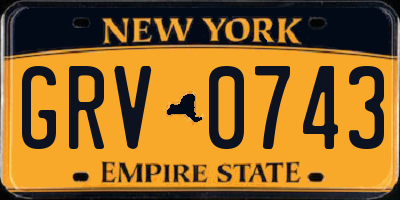 NY license plate GRV0743