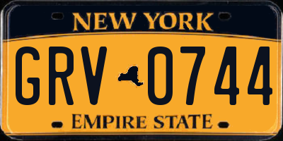 NY license plate GRV0744