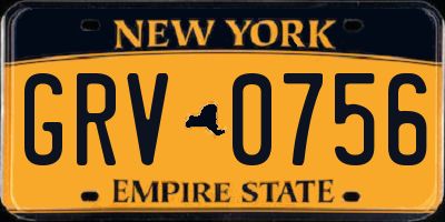 NY license plate GRV0756