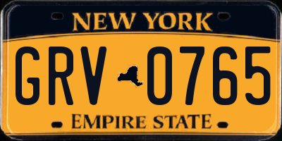 NY license plate GRV0765