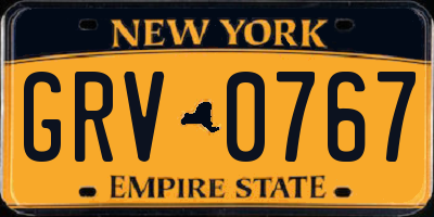 NY license plate GRV0767