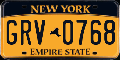 NY license plate GRV0768