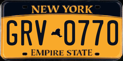 NY license plate GRV0770