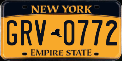 NY license plate GRV0772
